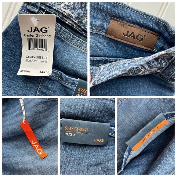 JAG Denim Jean Short with Belt  Carters Girlfriend Blue Reef Size 16 NWT - Picture 6 of 7